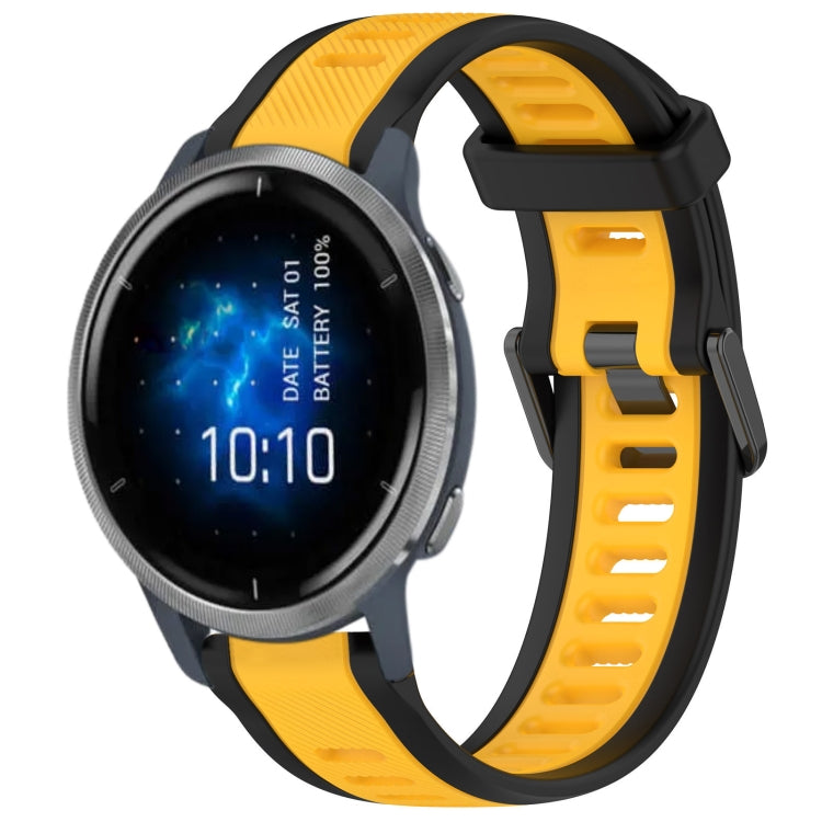 For Garmin Venu 2 22mm Two Color Textured Silicone Watch Band(Yellow+Black) - Watch Bands by PMC TechLife | Online Shopping South Africa | PMC TechLife
