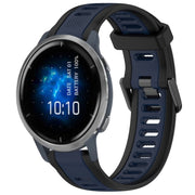 For Garmin Venu 2 22mm Two Color Textured Silicone Watch Band(Midnight Blue+Black)