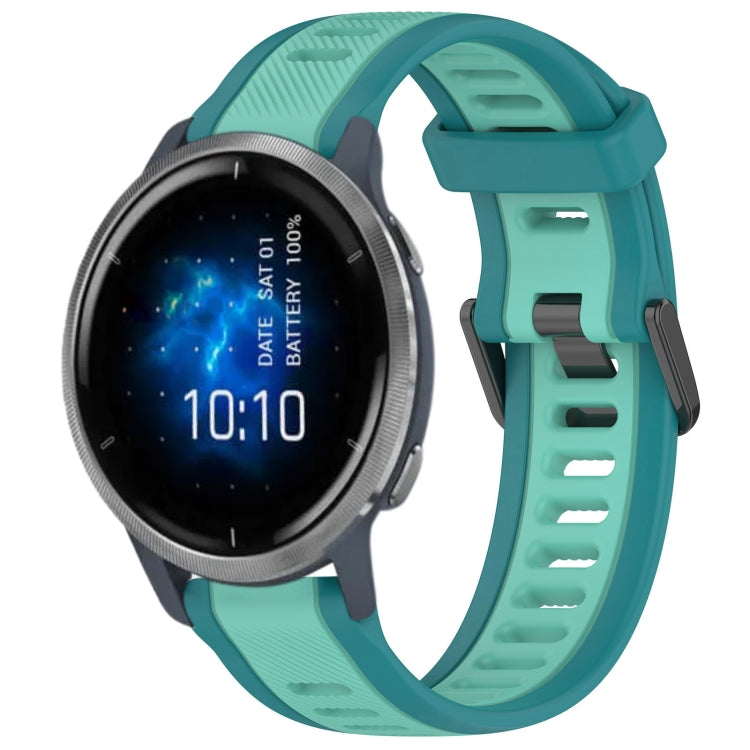 For Garmin Venu 2 22mm Two Color Textured Silicone Watch Band(Teal) - Watch Bands by PMC TechLife | Online Shopping South Africa | PMC TechLife