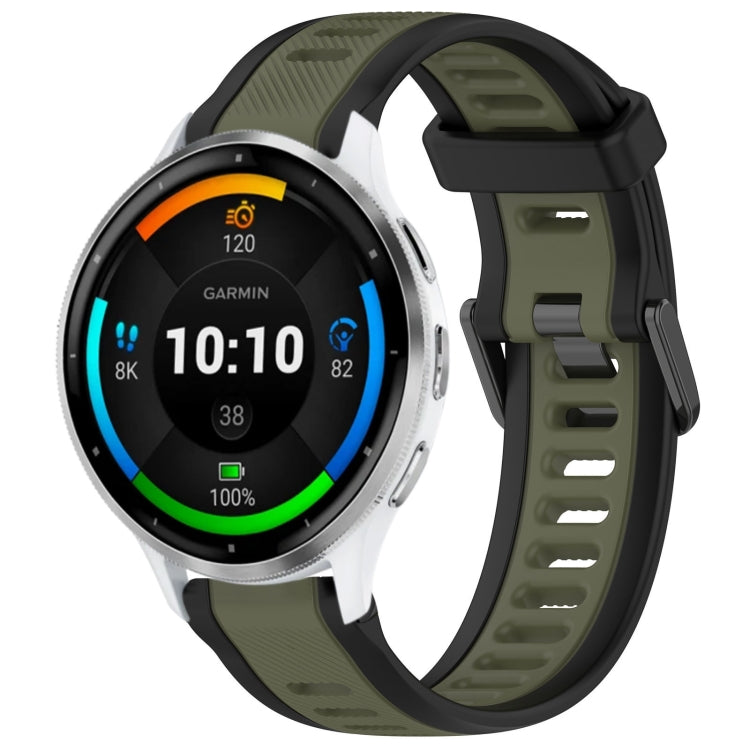 For Garmin Venu 3 22mm Two Color Textured Silicone Watch Band(Green+Black) - Watch Bands by PMC TechLife | Online Shopping South Africa | PMC TechLife