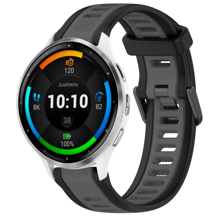 For Garmin Venu 3 22mm Two Color Textured Silicone Watch Band(Grey+Black) - Watch Bands by PMC TechLife | Online Shopping South Africa | PMC TechLife