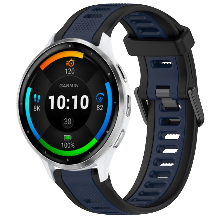 For Garmin Venu 3 22mm Two Color Textured Silicone Watch Band(Midnight Blue+Black) - Watch Bands by PMC TechLife | Online Shopping South Africa | PMC TechLife