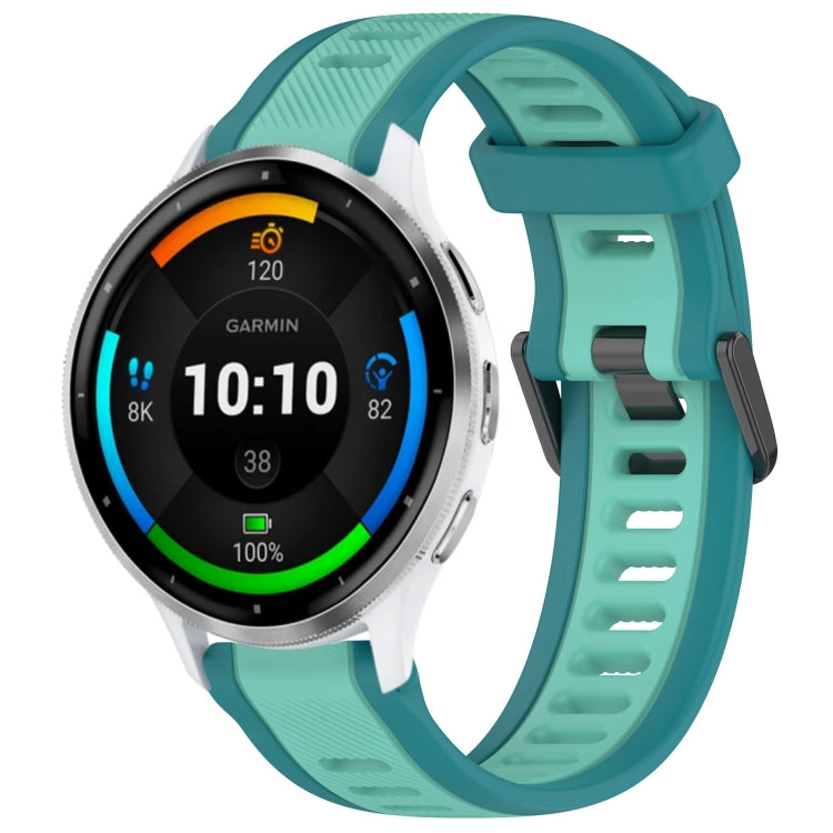 For Garmin Venu 3 22mm Two Color Textured Silicone Watch Band(Teal) - free shipping - PMC TechLife - Order now!