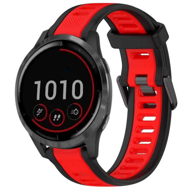 For Garmin Vivoactive 4 22mm Two Color Textured Silicone Watch Band(Red+Black) - Watch Bands by PMC TechLife | Online Shopping South Africa | PMC TechLife