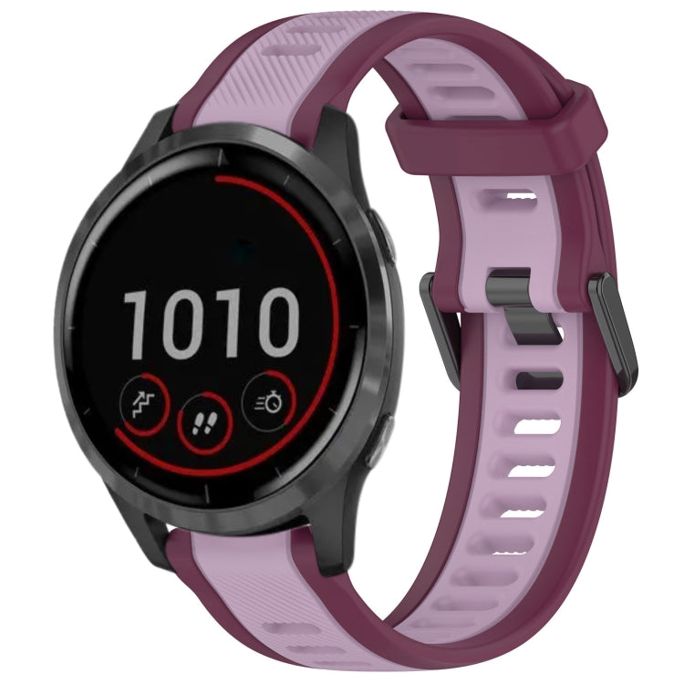 For Garmin Vivoactive 4 22mm Two Color Textured Silicone Watch Band(Purple) - Watch Bands by PMC TechLife | Online Shopping South Africa | PMC TechLife