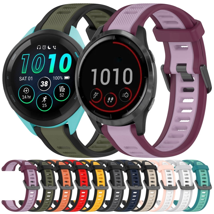 For Garmin Venu 3 22mm Two Color Textured Silicone Watch Band(Yellow+Black)