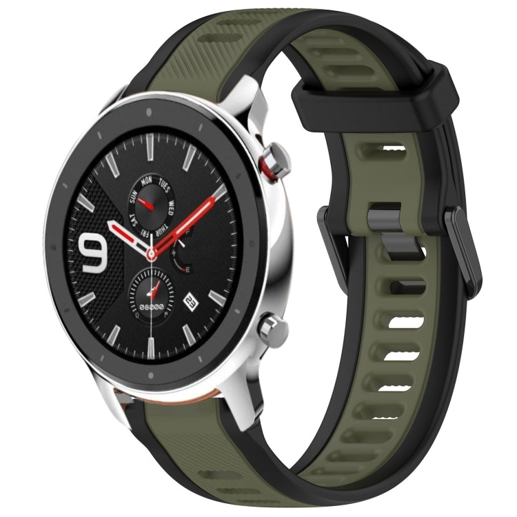 For Amazfit GTR 4 22mm Two-Color Textured Silicone Watch Band(Green+Black) - Watch Bands by PMC TechLife | Online Shopping South Africa | PMC TechLife