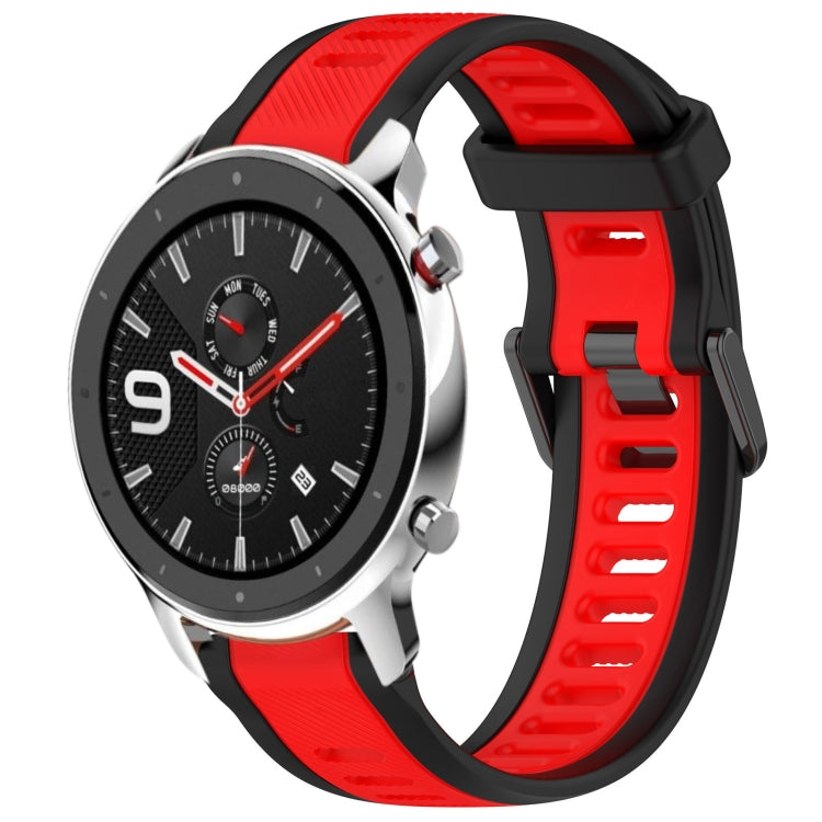 For Amazfit GTR 4 22mm Two-Color Textured Silicone Watch Band(Red+Black) - Watch Bands by PMC TechLife | Online Shopping South Africa | PMC TechLife