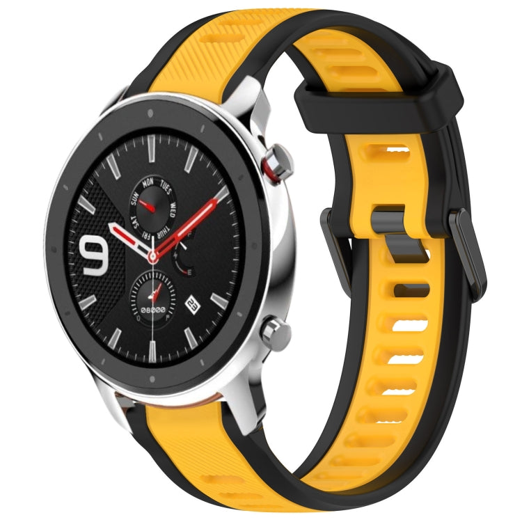 For Amazfit GTR 4 22mm Two-Color Textured Silicone Watch Band(Yellow+Black) - Watch Bands by PMC TechLife | Online Shopping South Africa | PMC TechLife