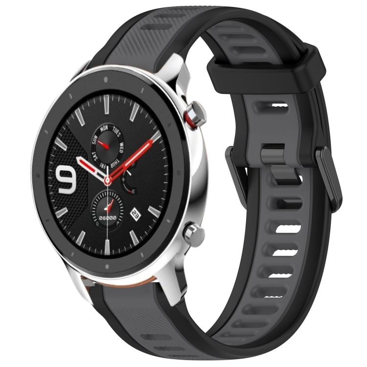 For Amazfit GTR 4 22mm Two-Color Textured Silicone Watch Band(Grey+Black) - Watch Bands by PMC TechLife | Online Shopping South Africa | PMC TechLife