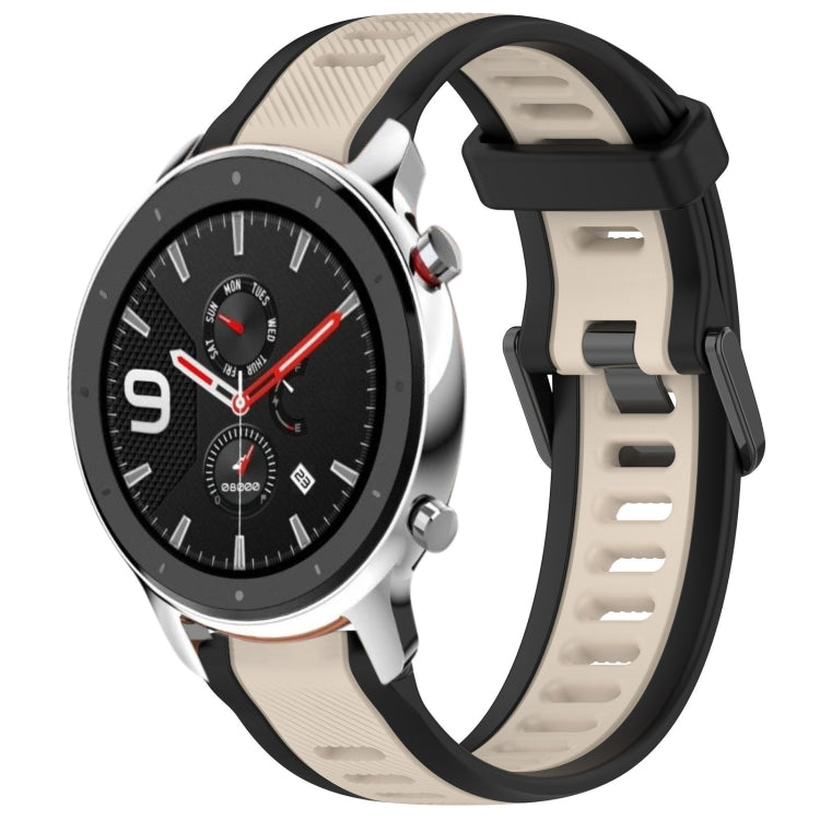 For Amazfit GTR 4 22mm Two-Color Textured Silicone Watch Band(Starlight + Black) - Watch Bands by PMC TechLife | Online Shopping South Africa | PMC TechLife