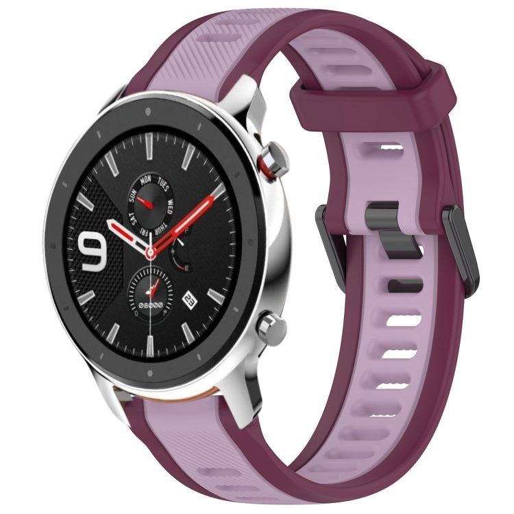 For Amazfit GTR 4 22mm Two-Color Textured Silicone Watch Band(Purple) - Watch Bands by PMC TechLife | Online Shopping South Africa | PMC TechLife