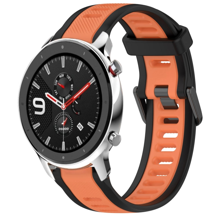For Amazfit GTR 4 Pro 22mm Two-Color Textured Silicone Watch Band(Orange+Black) - Watch Bands by PMC TechLife | Online Shopping South Africa | PMC TechLife