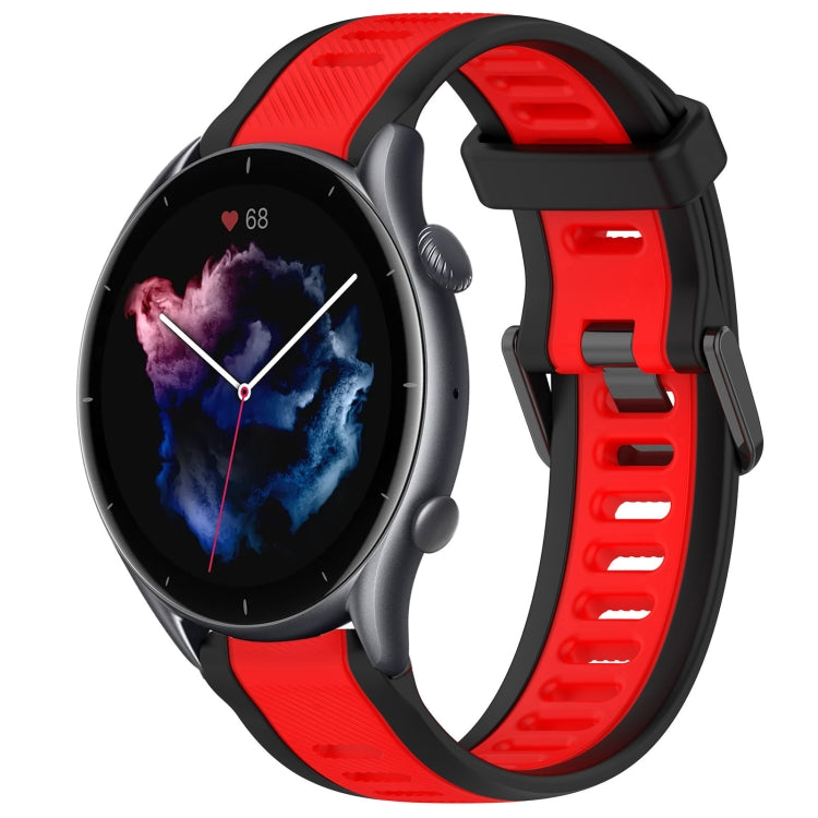 For Amazfit GTR 3 22mm Two-Color Textured Silicone Watch Band(Red+Black) - Watch Bands by PMC TechLife | Online Shopping South Africa | PMC TechLife