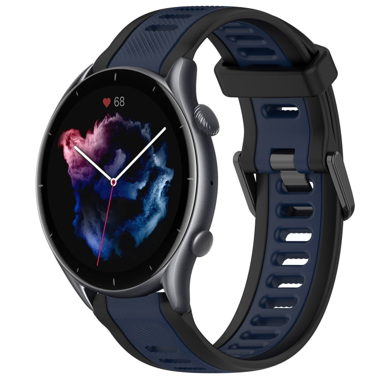 For Amazfit GTR 3 22mm Two-Color Textured Silicone Watch Band(Midnight Blue+Black) - free shipping - PMC TechLife - Order now!