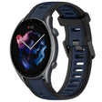 For Amazfit GTR 3 22mm Two-Color Textured Silicone Watch Band(Midnight Blue+Black) - free shipping - PMC TechLife - Order now!