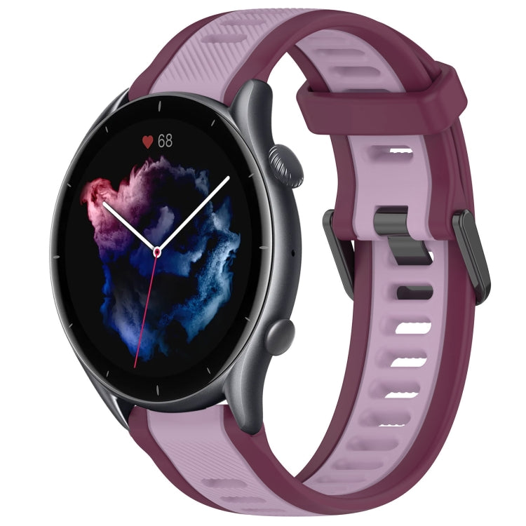 For Amazfit GTR 3 Pro 22mm Two-Color Textured Silicone Watch Band(Purple) - Watch Bands by PMC TechLife | Online Shopping South Africa | PMC TechLife