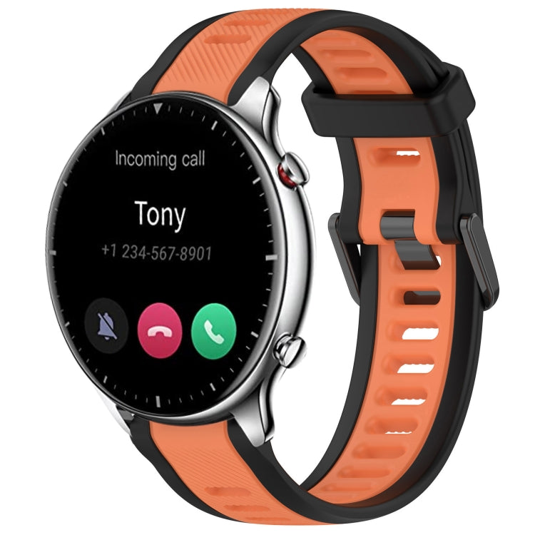For Amazfit GTR 2 22mm Two-Color Textured Silicone Watch Band(Orange+Black) - Watch Bands by PMC TechLife | Online Shopping South Africa | PMC TechLife