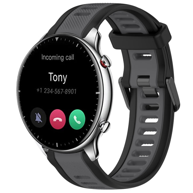 For Amazfit GTR 2 22mm Two-Color Textured Silicone Watch Band(Grey+Black)