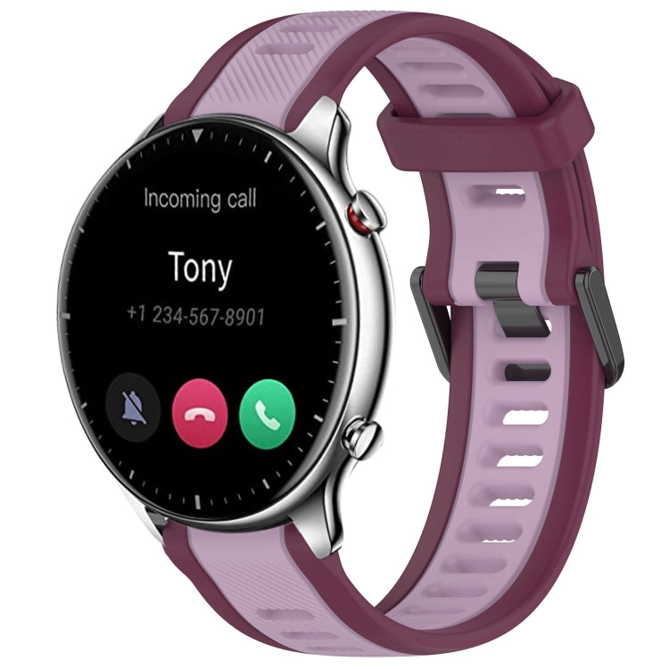 For Amazfit GTR 2 22mm Two-Color Textured Silicone Watch Band(Purple) - Watch Bands by PMC TechLife | Online Shopping South Africa | PMC TechLife