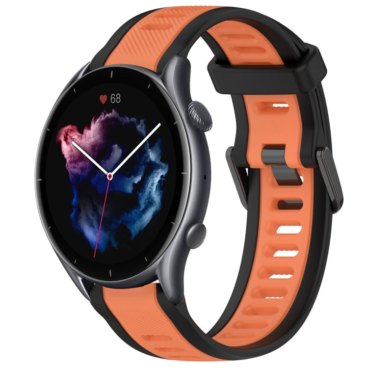 For Amazfit 3 22mm Two-Color Textured Silicone Watch Band(Orange+Black) - Watch Bands by PMC TechLife | Online Shopping South Africa | PMC TechLife