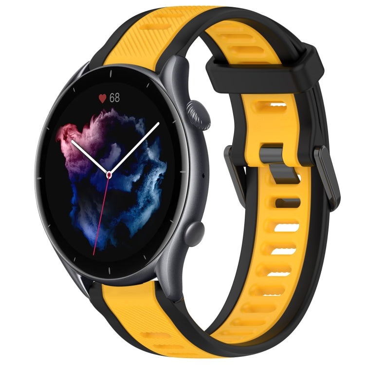 For Amazfit 3 22mm Two-Color Textured Silicone Watch Band(Yellow+Black) - Watch Bands by PMC TechLife | Online Shopping South Africa | PMC TechLife