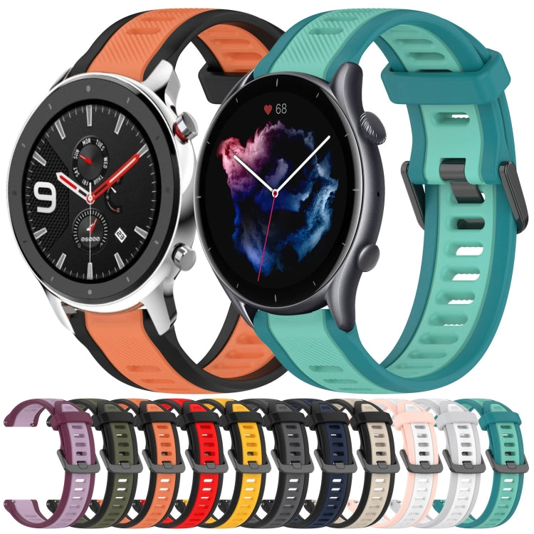 For Amazfit GTR 4 22mm Two-Color Textured Silicone Watch Band(Starlight + Black) - Watch Bands by PMC TechLife | Online Shopping South Africa | PMC TechLife