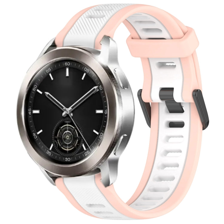 For Xiaomi Watch S3 22mm Two Color Textured Silicone Watch Band(White+Pink) - Watch Bands by PMC TechLife | Online Shopping South Africa | PMC TechLife