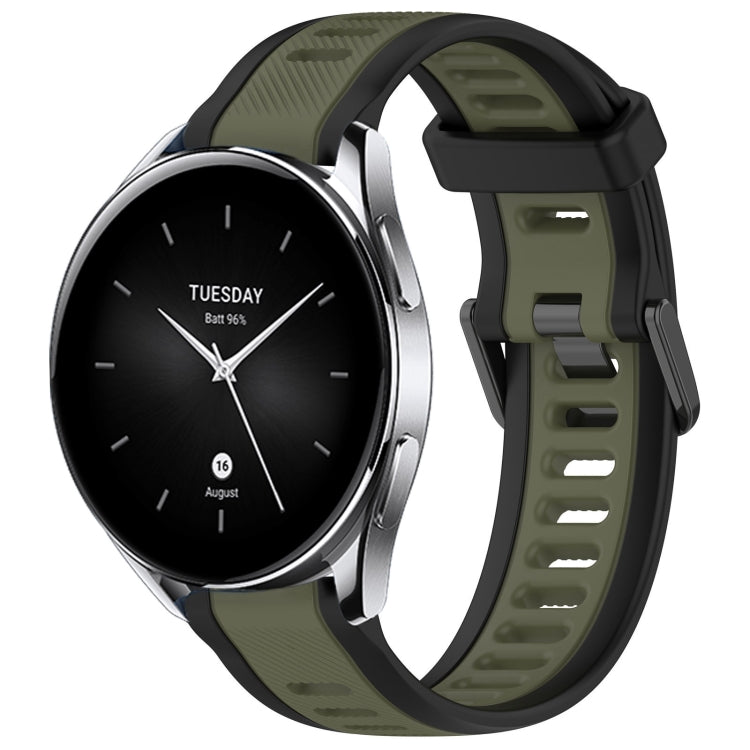 For Xiaomi Watch S2 22mm Two Color Textured Silicone Watch Band(Green+Black) - Watch Bands by PMC TechLife | Online Shopping South Africa | PMC TechLife