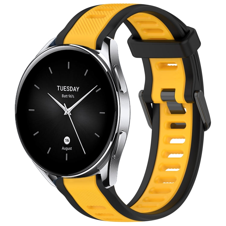 For Xiaomi Watch S2 22mm Two Color Textured Silicone Watch Band(Yellow+Black) - Watch Bands by PMC TechLife | Online Shopping South Africa | PMC TechLife