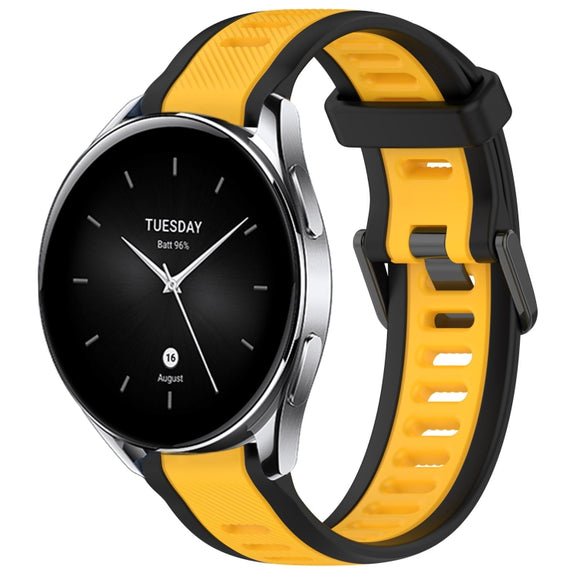 For Xiaomi Watch S2 22mm Two Color Textured Silicone Watch Band(Yellow+Black)