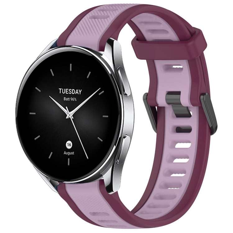 For Xiaomi Watch S2 22mm Two Color Textured Silicone Watch Band(Purple) - Watch Bands by PMC TechLife | Online Shopping South Africa | PMC TechLife