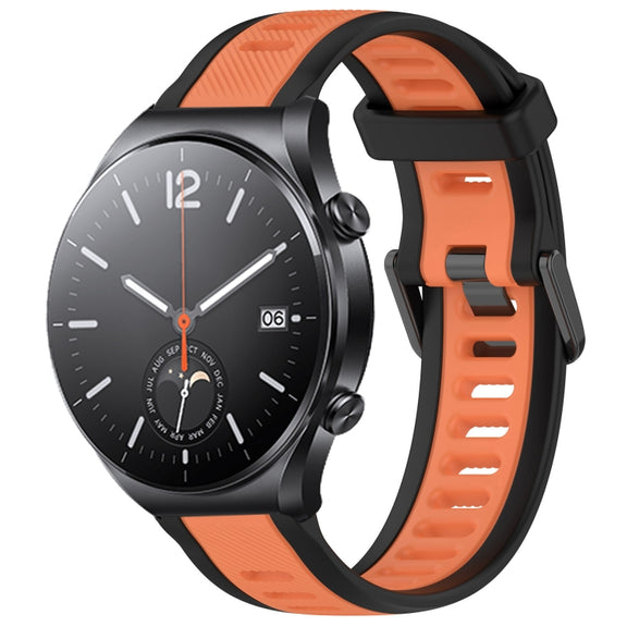 For Xiaomi MI Watch S1 22mm Two Color Textured Silicone Watch Band(Orange+Black)