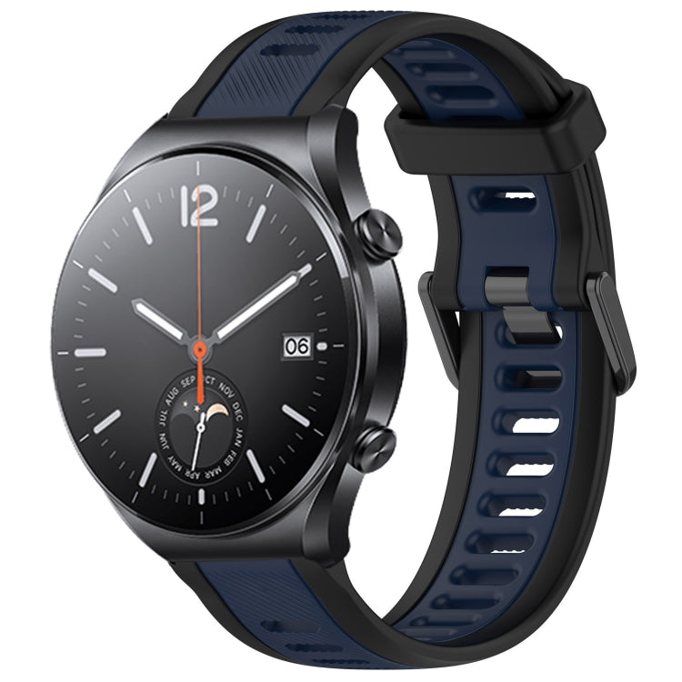 For Xiaomi MI Watch S1 22mm Two Color Textured Silicone Watch Band(Midnight Blue+Black) - Watch Bands by PMC TechLife | Online Shopping South Africa | PMC TechLife