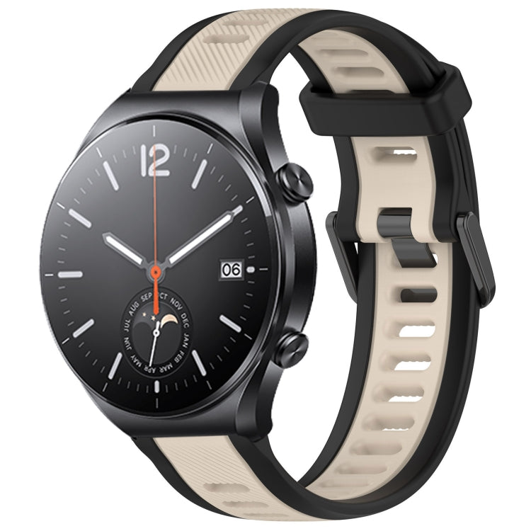 For Xiaomi MI Watch S1 22mm Two Color Textured Silicone Watch Band(Starlight + Black) - Watch Bands by PMC TechLife | Online Shopping South Africa | PMC TechLife
