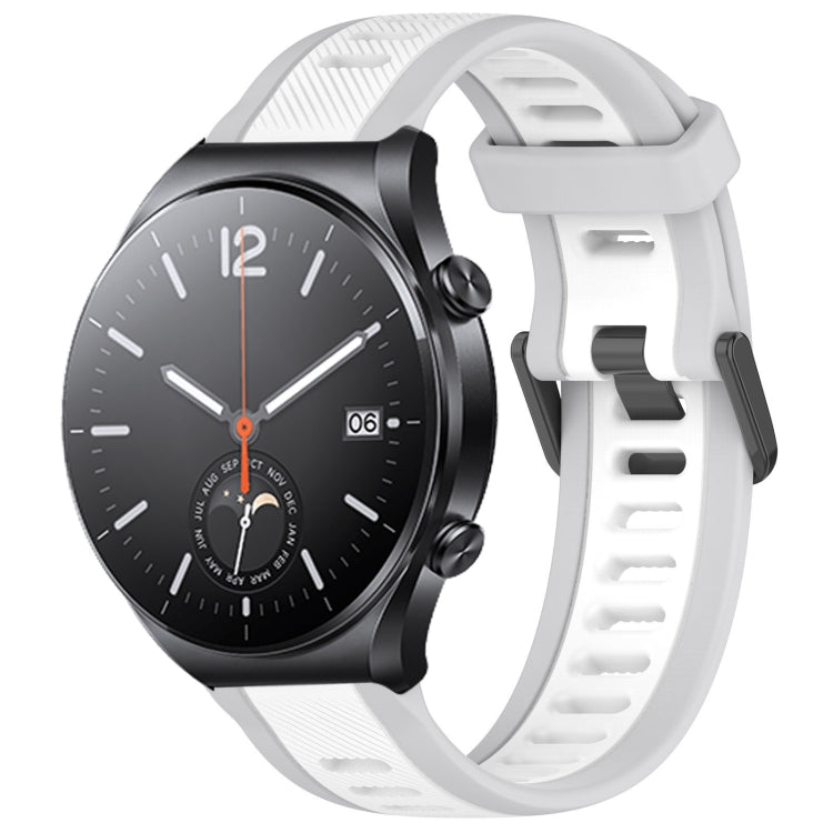 For Xiaomi MI Watch S1 22mm Two Color Textured Silicone Watch Band(White+Grey) - Watch Bands by PMC TechLife | Online Shopping South Africa | PMC TechLife