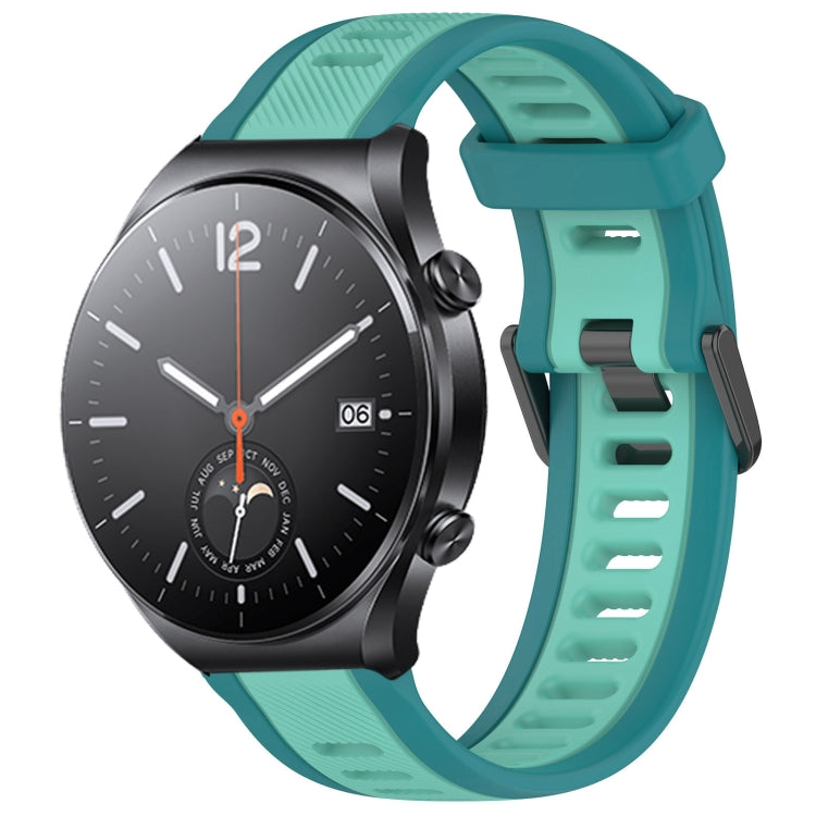 For Xiaomi MI Watch S1 22mm Two Color Textured Silicone Watch Band(Teal) - Watch Bands by PMC TechLife | Online Shopping South Africa | PMC TechLife