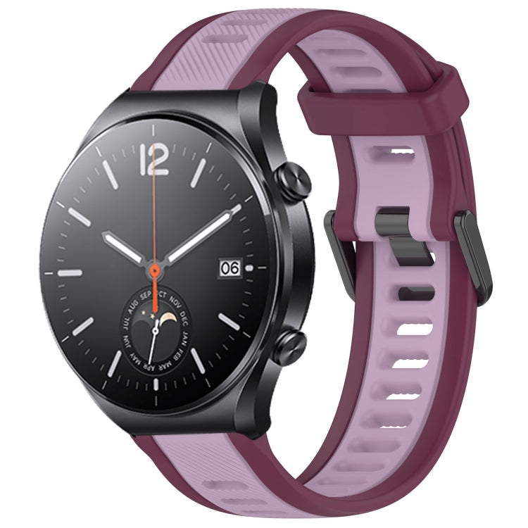 For Xiaomi MI Watch S1 22mm Two Color Textured Silicone Watch Band(Purple) - Watch Bands by PMC TechLife | Online Shopping South Africa | PMC TechLife