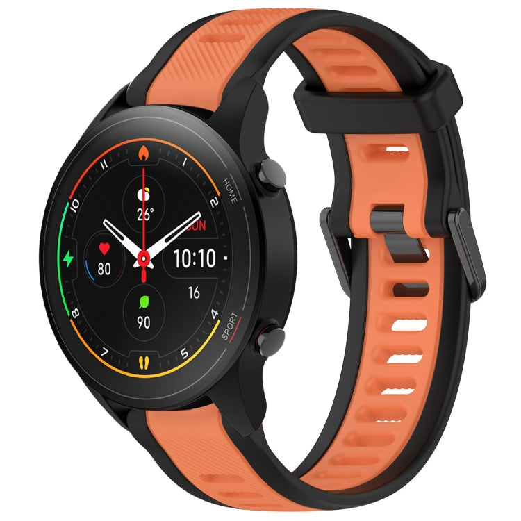 For Xiaomi MI Watch S1 Pro 22mm Two Color Textured Silicone Watch Band(Orange+Black) - Watch Bands by PMC TechLife | Online Shopping South Africa | PMC TechLife
