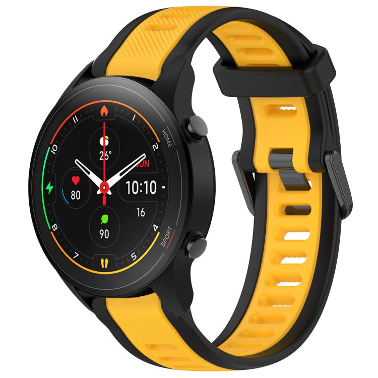 For Xiaomi MI Watch S1 Pro 22mm Two Color Textured Silicone Watch Band(Yellow+Black) - Watch Bands by PMC TechLife | Online Shopping South Africa | PMC TechLife