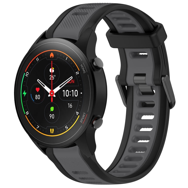 For Xiaomi MI Watch S1 Pro 22mm Two Color Textured Silicone Watch Band(Grey+Black) - Watch Bands by PMC TechLife | Online Shopping South Africa | PMC TechLife