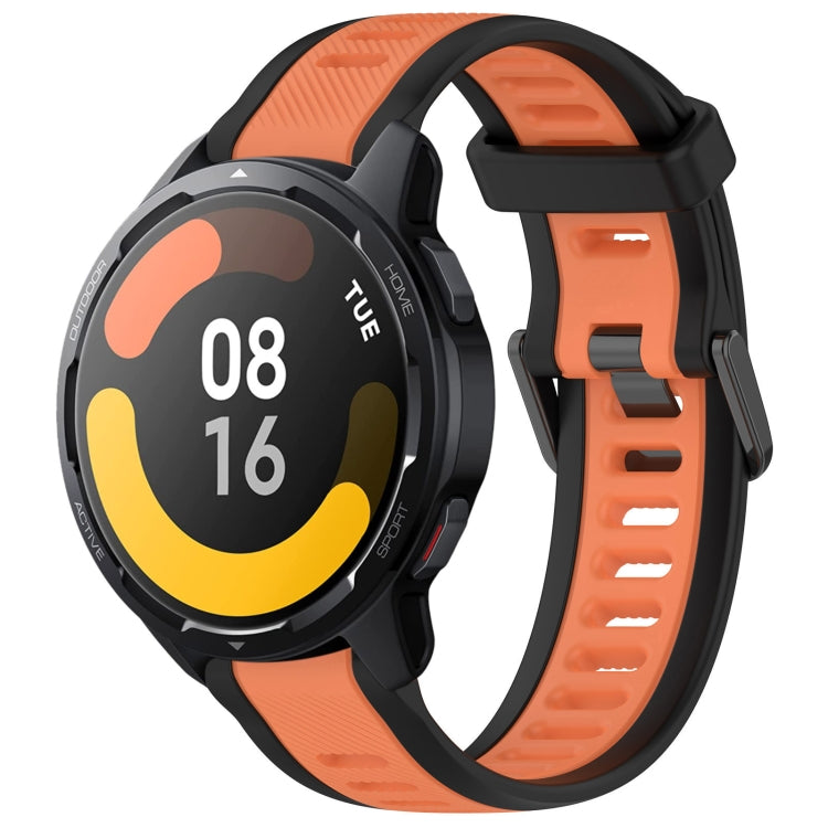 For Xiaomi Watch S1 Active 22mm Two Color Textured Silicone Watch Band(Orange+Black) - free shipping - PMC TechLife - Order now!