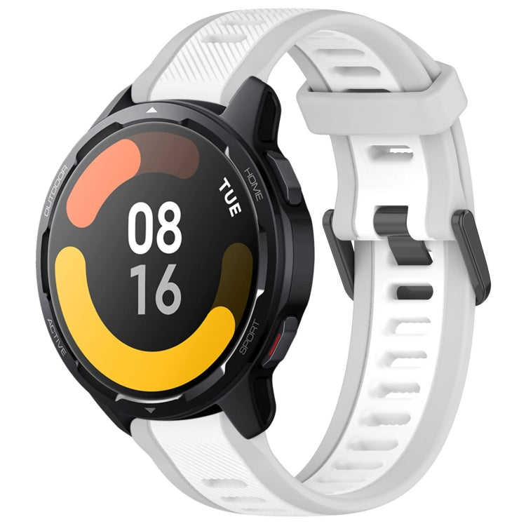 For Xiaomi Watch S1 Active 22mm Two Color Textured Silicone Watch Band(White+Grey) - Watch Bands by PMC TechLife | Online Shopping South Africa | PMC TechLife