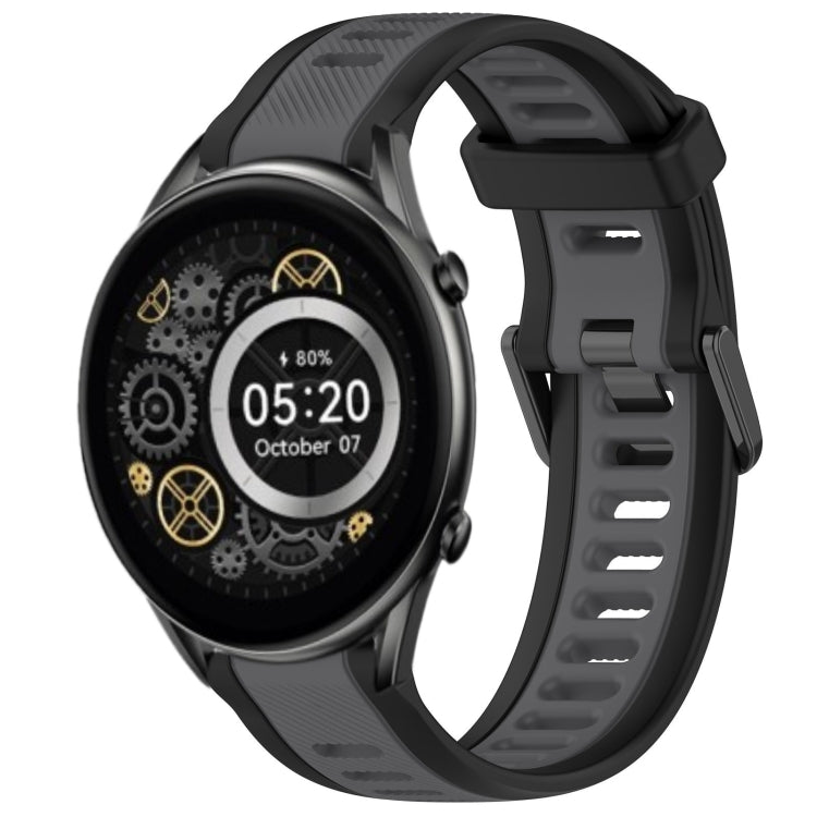For Xiaomi Haylou RT2 LS10 22mm Two Color Textured Silicone Watch Band(Grey+Black) - Watch Bands by PMC TechLife | Online Shopping South Africa | PMC TechLife