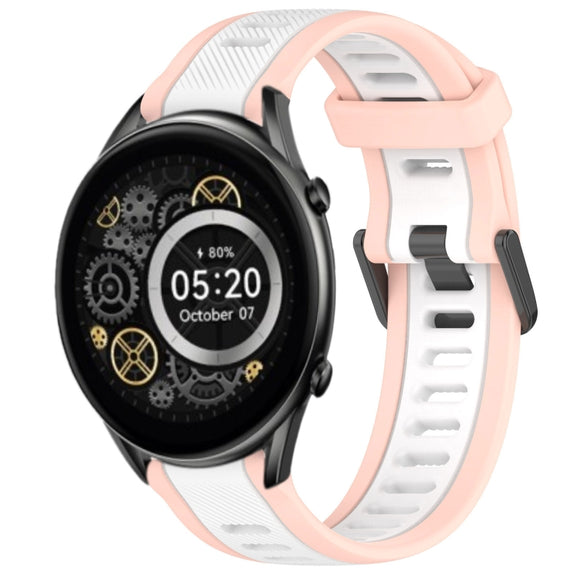 For Xiaomi Haylou RT2 LS10 22mm Two Color Textured Silicone Watch Band(White+Pink)