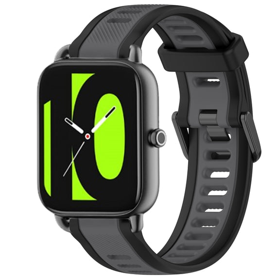 For Xiaomi Haylou RS4 LS12 22mm Two Color Textured Silicone Watch Band(Grey+Black)