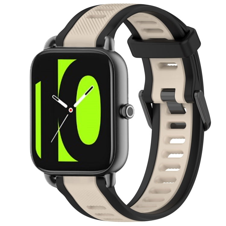 For Xiaomi Haylou RS4 LS12 22mm Two Color Textured Silicone Watch Band(Starlight + Black) - Watch Bands by PMC TechLife | Online Shopping South Africa | PMC TechLife