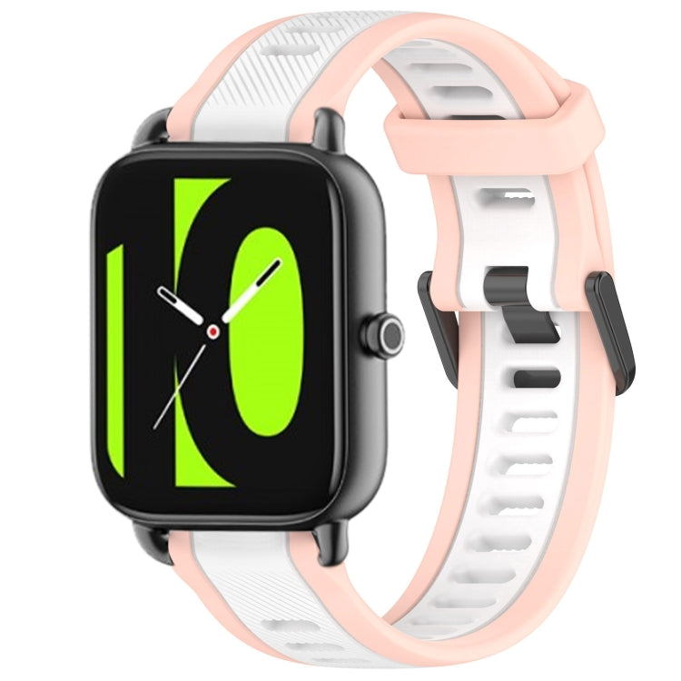 For Xiaomi Haylou RS4 LS12 22mm Two Color Textured Silicone Watch Band(White+Pink) - Watch Bands by PMC TechLife | Online Shopping South Africa | PMC TechLife