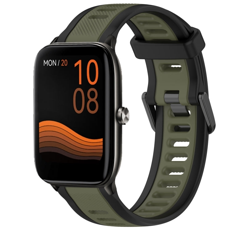 For Xiaomi Haylou GST LS09B 22mm Two Color Textured Silicone Watch Band(Green+Black) - Watch Bands by PMC TechLife | Online Shopping South Africa | PMC TechLife
