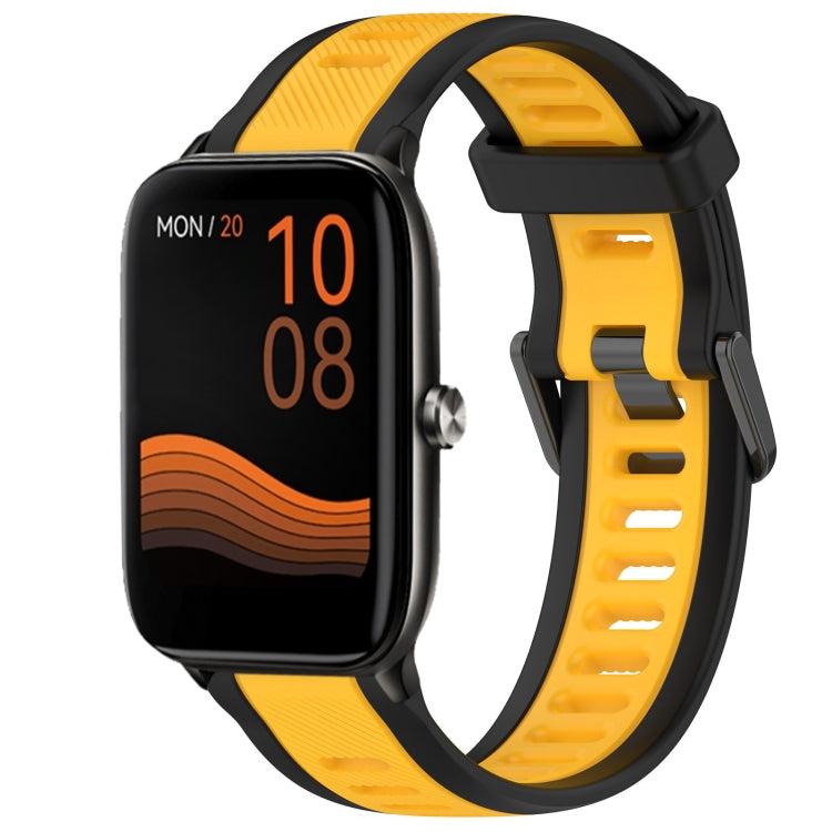 For Xiaomi Haylou GST LS09B 22mm Two Color Textured Silicone Watch Band(Yellow+Black) - Watch Bands by PMC TechLife | Online Shopping South Africa | PMC TechLife
